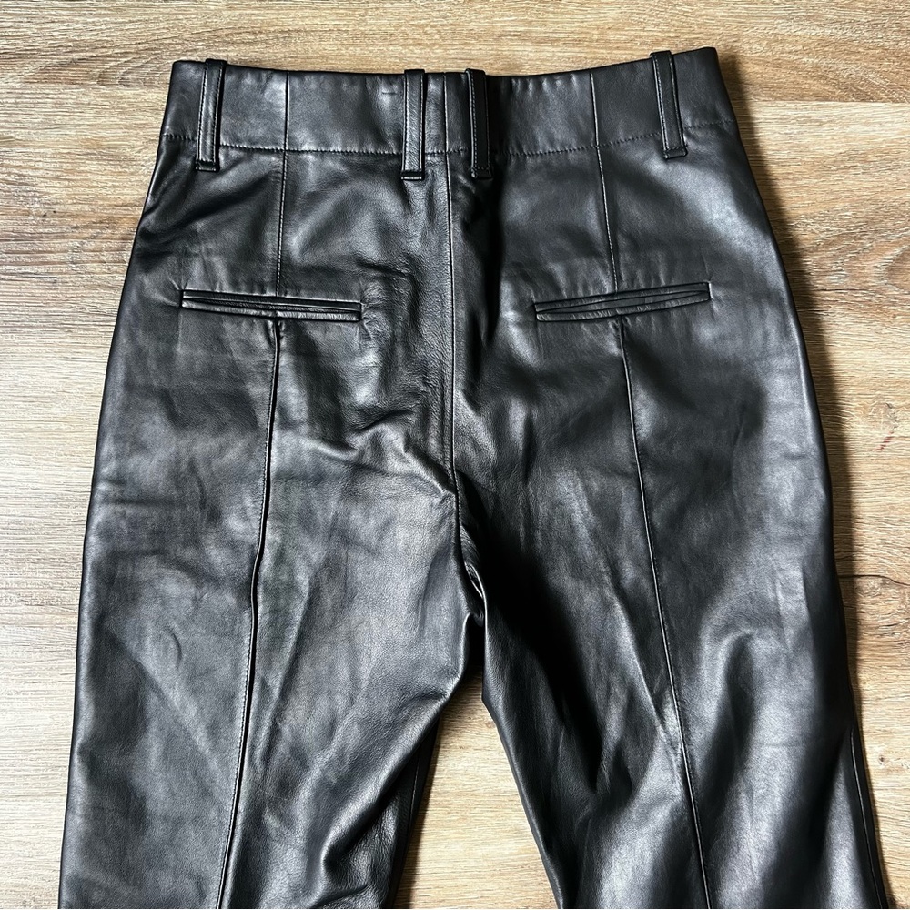 Vince Black Leather High Waisted Pleated Pants Size 4 - Picture 6 of 9
